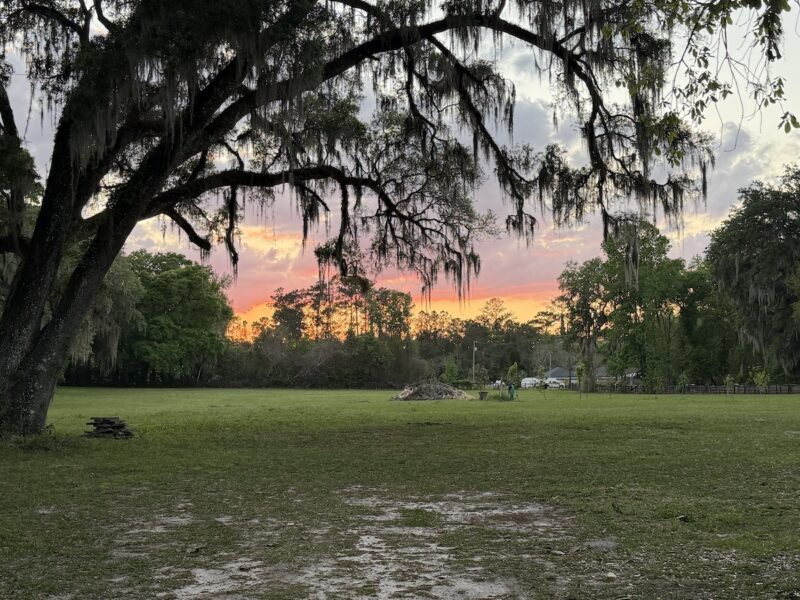 Sunset sky over an open pasture in Marion County