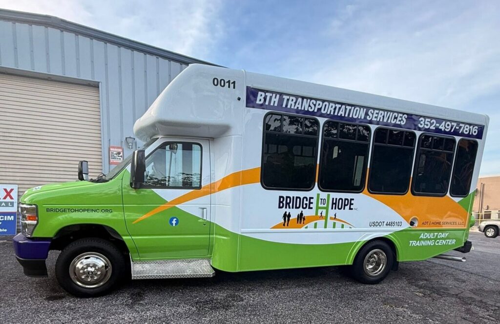 The group maintains a bus that transports individuals between locations
