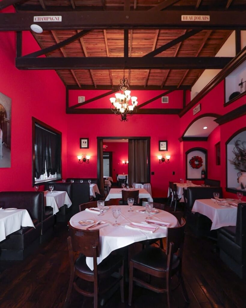 The interior dining room at La Cuisine