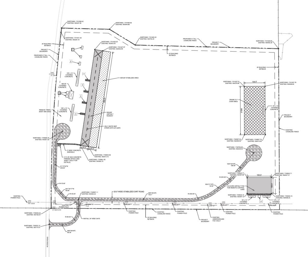 The layout of a proposed drone flying field in On Top of the World
