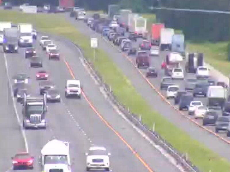 Two crashes, brush fire slowing I-75 in Marion County