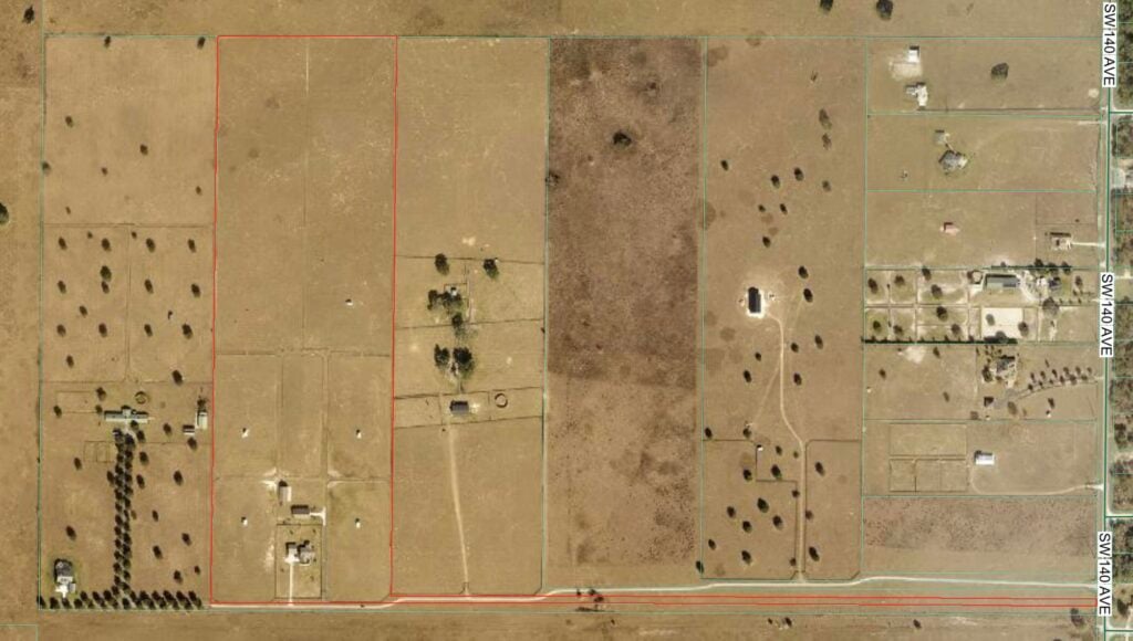 An aerial view of the 60 acre property in Dunnellon
