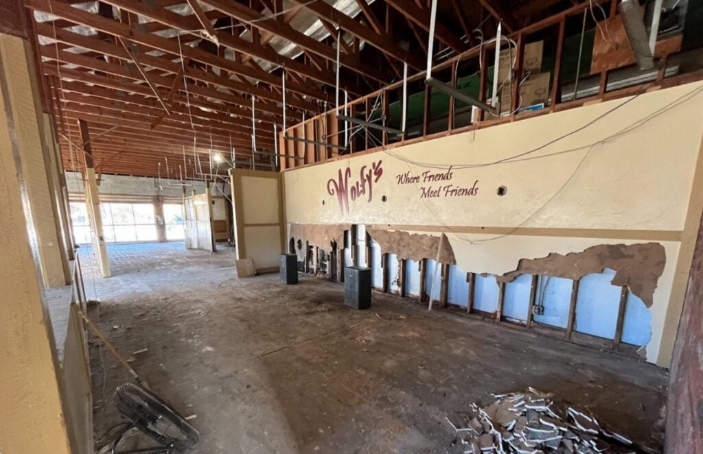 The old restaurant had to be torn down to its roots