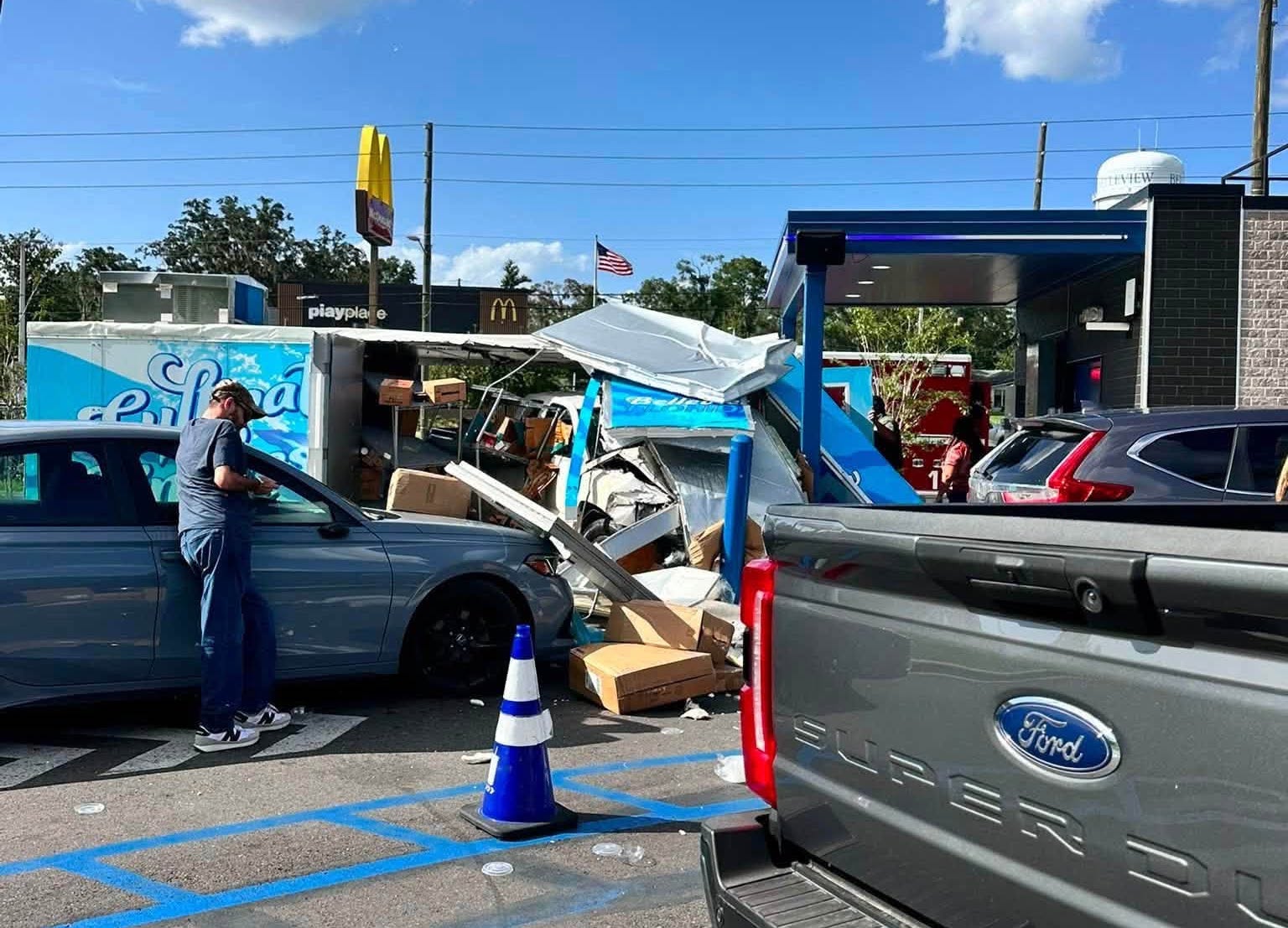 Vehicle crashes at recently opened 7-Brew Coffee in Belleview